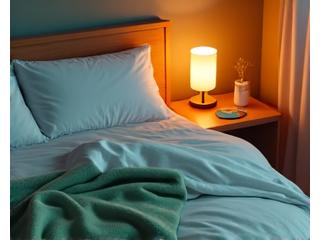Persona durmiendo en cama con luz cálida